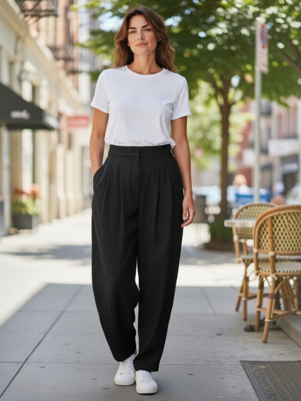 Zara Women's High Waist Pleated Barrel Pants Geo-Jacquard Black Trousers Med NWT